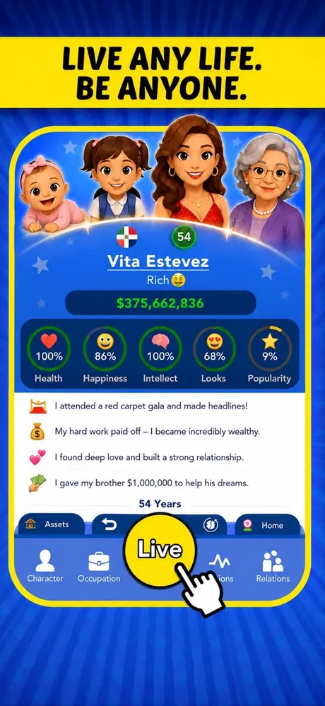 Enclaver life simulator running on a phone